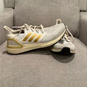 Ultra Boost Adidas White and Gold Running Shoes Size